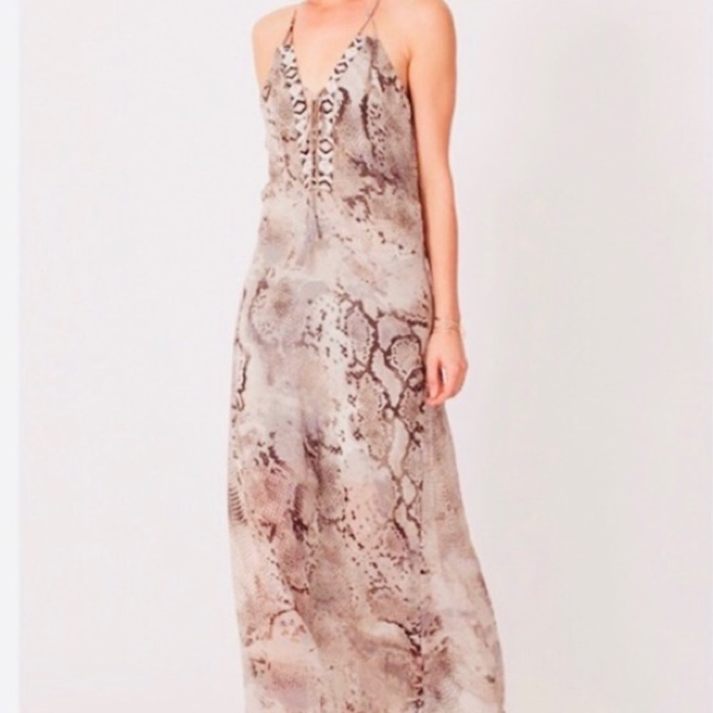 Hale Bob Python Print Maxi Dress w/Beading Size L